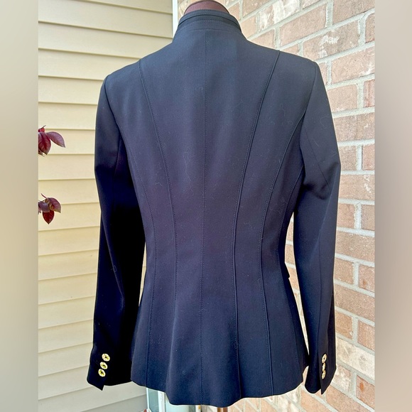 WHITE HOUSE BLACK MARKET s8 gorgeous blk blazer-looks NEW-ruffles at lapel - Picture 2 of 7